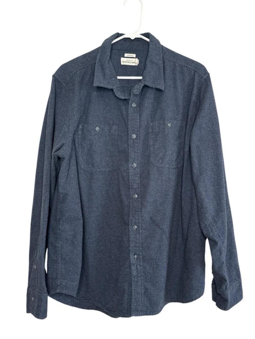 Bridge & Burn Men's Navy Long Sleeve Button Down Cotton Shirt XL